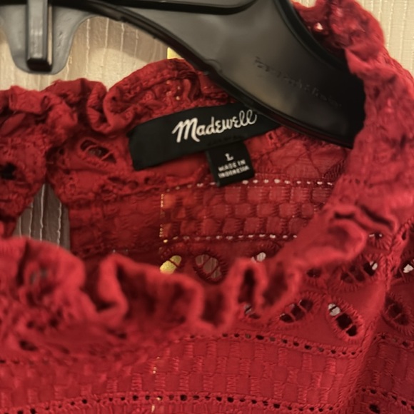 Red lace lined Madewell mini dress. Size large. - Picture 4 of 4